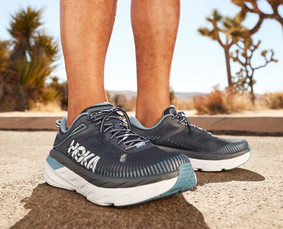 Running Shoes Mens - Hoka One One Bondi 7 - Navy - TDNOVPY-97